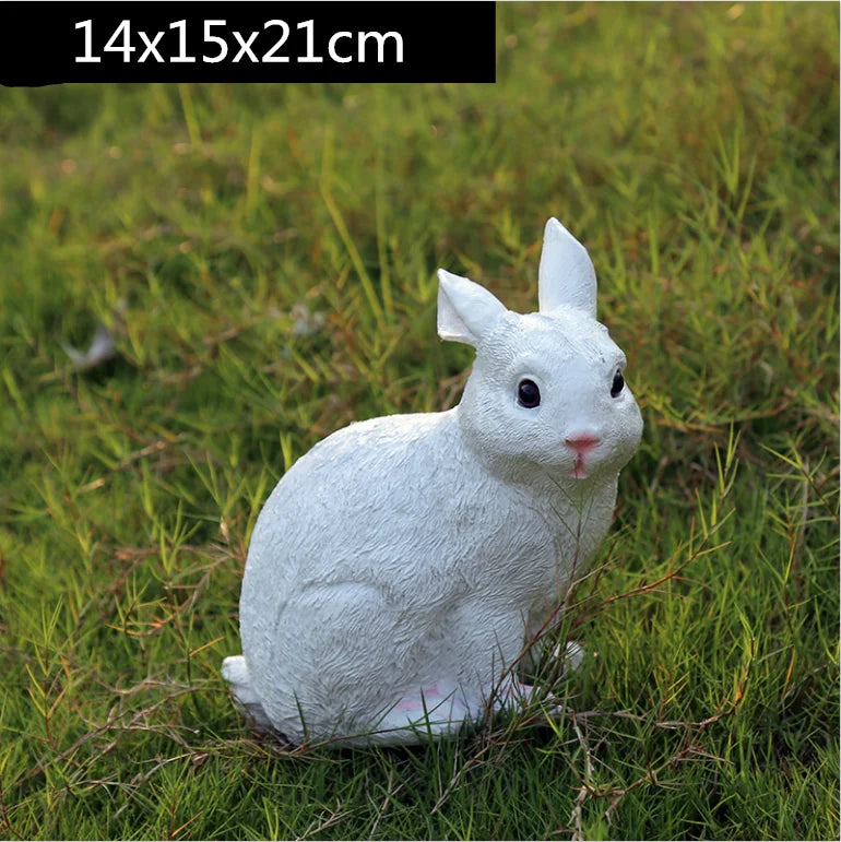 Afralia™ Resin Rabbit Garden Sculpture Miniature Decorative Ornament