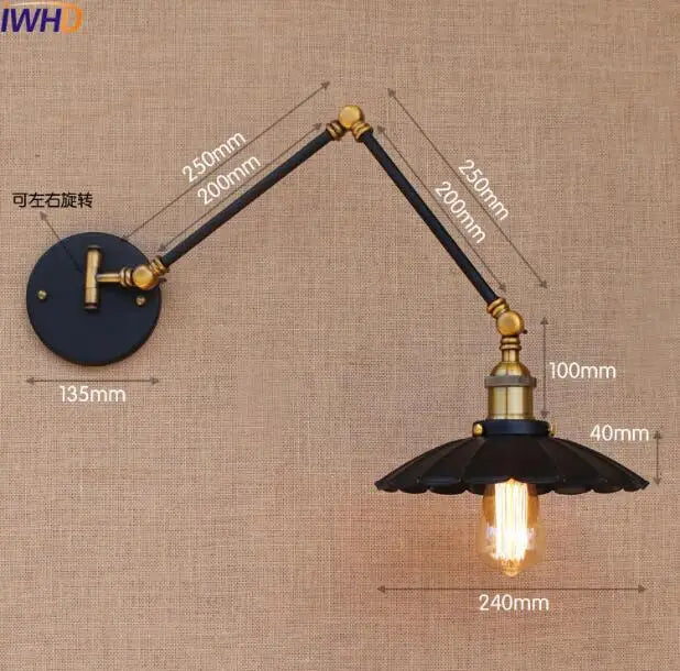 Afralia™ Swing Arm Wall Light Gold Copper Vintage Sconce Edison Loft Wall Lamp