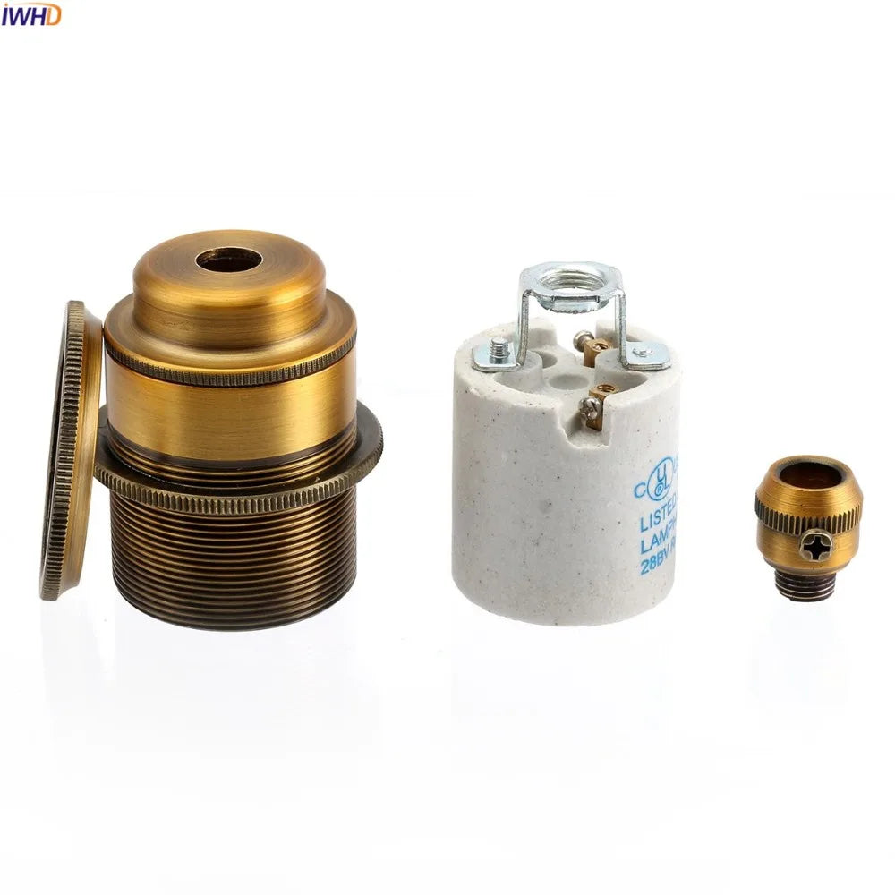 Afralia™ Yellow Vintage E27 Aluminum Lamp Holder for LED Light Bulbs