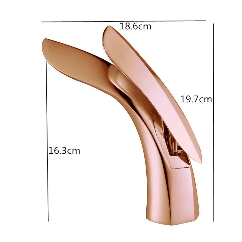 Afralia™ Gold Brass Bathroom Faucet Single Handle Basin Mixer Tap - Rose Gold