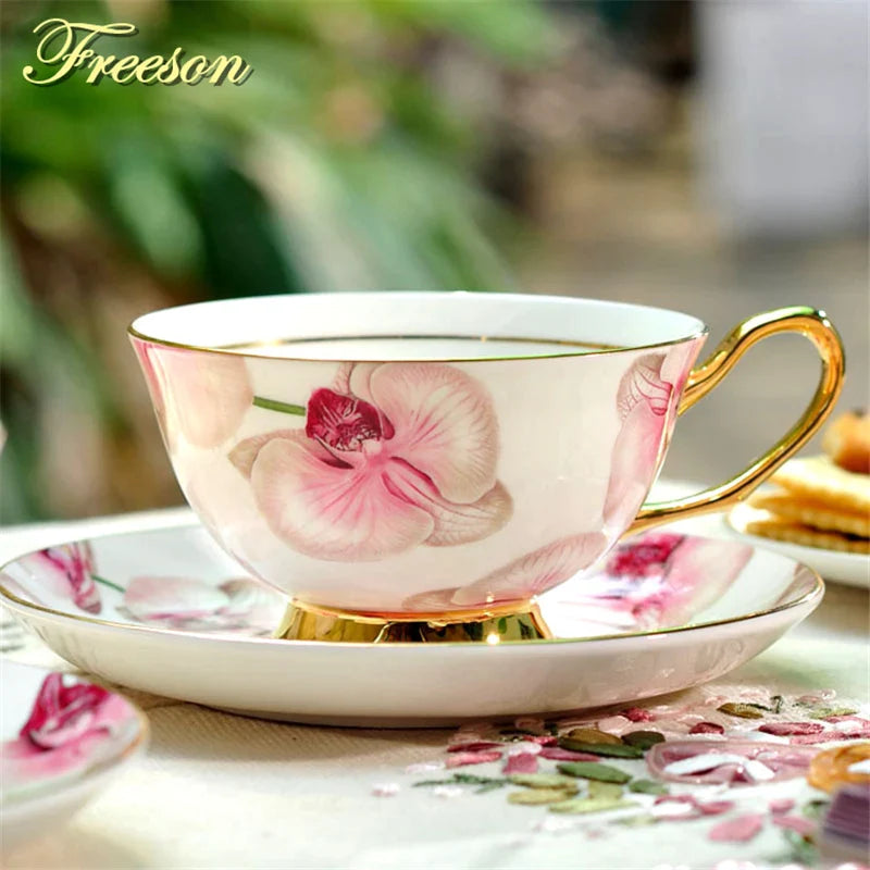 Afralia™ Romantic Pastoral Tea Cup Set 200ml Bone China Coffee Cup British Cafe