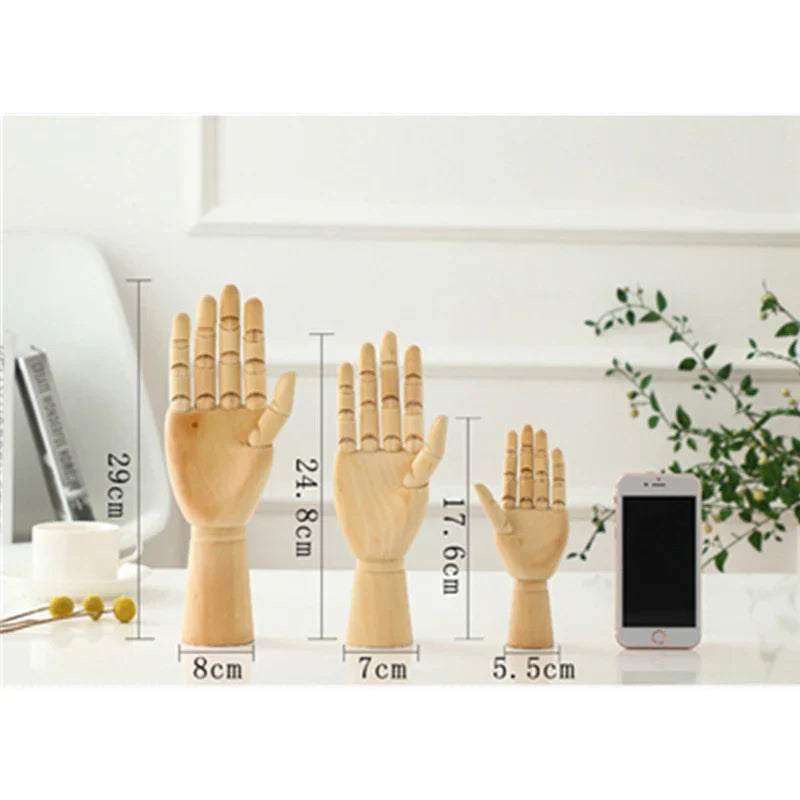 Afralia™ Rotatable Wood Hand Mannequin Artist Miniature Figurine Home Decor