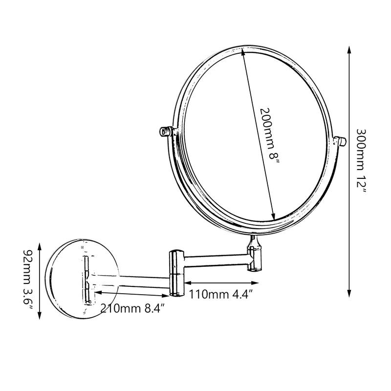 Afralia™ 3X Magnifying Wall Mounted Beauty Makeup Mirror 8" Double Sided Foldable Mirror