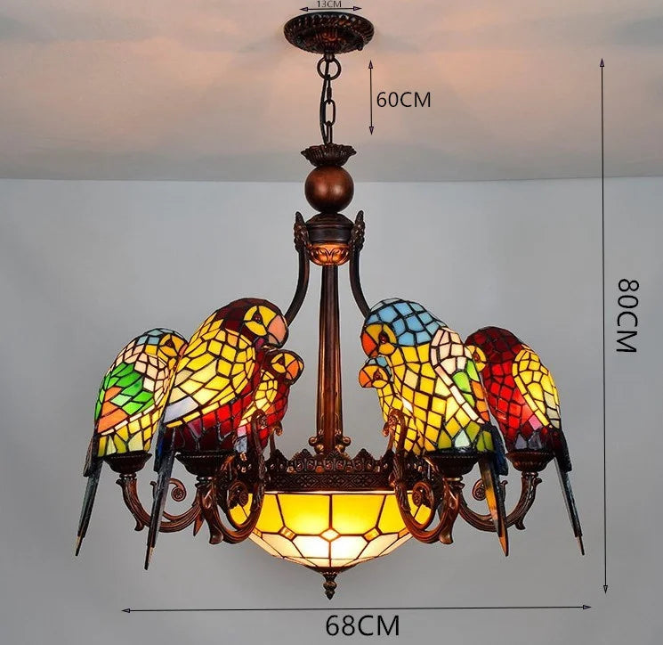 Afralia™ Glass Parrot Pendant Chandelier for Bar Club Living Room Bedroom