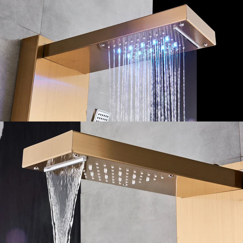 Afralia™ LED Rain Shower Column Tower with Digital Screen and Massage Jets