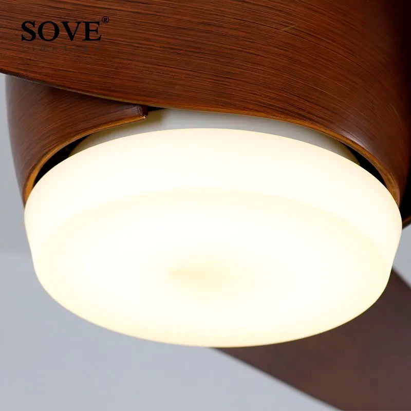 Afralia™ Brown Vintage Ceiling Fan Lights Remote Control Ventilador De Techo LED Bulbs
