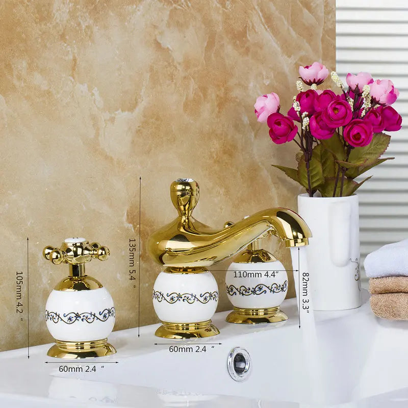 Afralia™ Diamond Bathroom Faucet Set - Polished Golden Luxury Bathtub Shower Basin Mixer