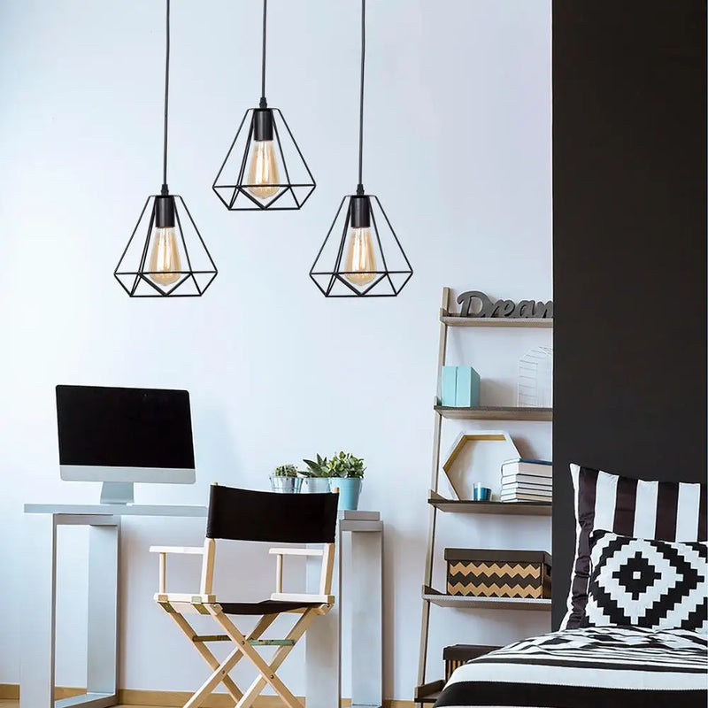 Afralia™ Black Iron Pendant Lights for Kitchen Living Room Bedroom Restaurant