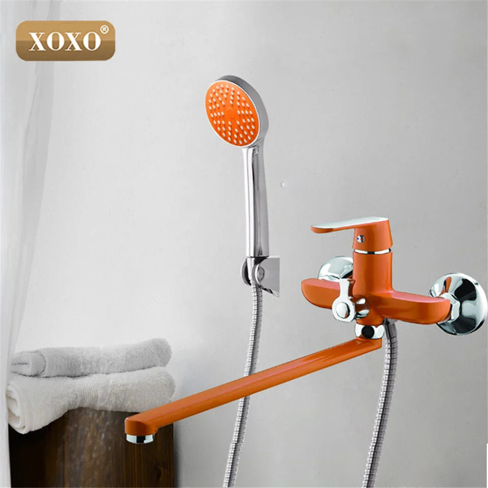 Afralia™ Brass Body XOXO Bathtub Shower Faucet in Three Colors
