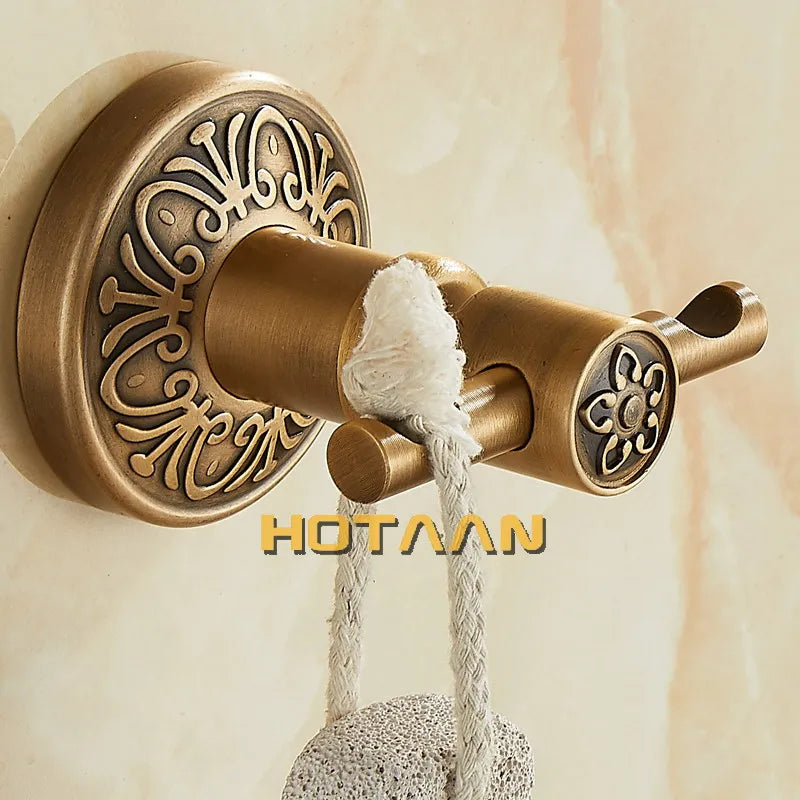 Afralia™ Antique Brass Robe Hook, Wall Mounted Bathroom Accessories