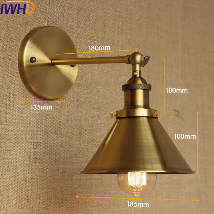 Afralia™ Retro Loft Vintage Wall Lamp Gold Shade Industrial Sconce Fixtures