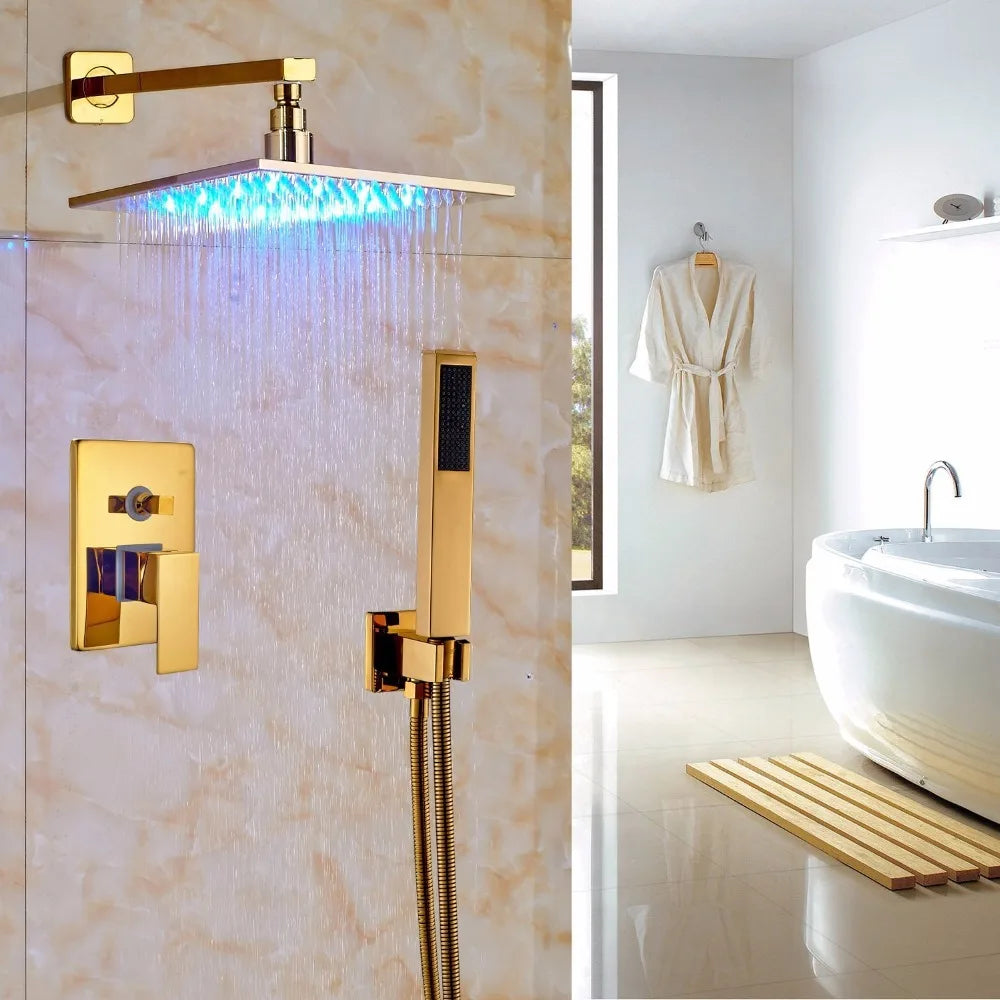 Afralia™ LED Rainfall Shower Set with Handheld Spray and Tub Spout