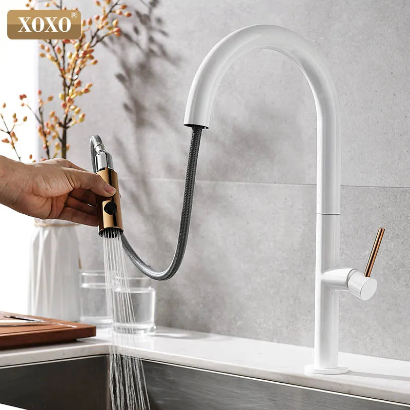 Afralia™ Pull Out Kitchen Faucet Cold Hot Mixer Tap Single Holder Sink Faucet