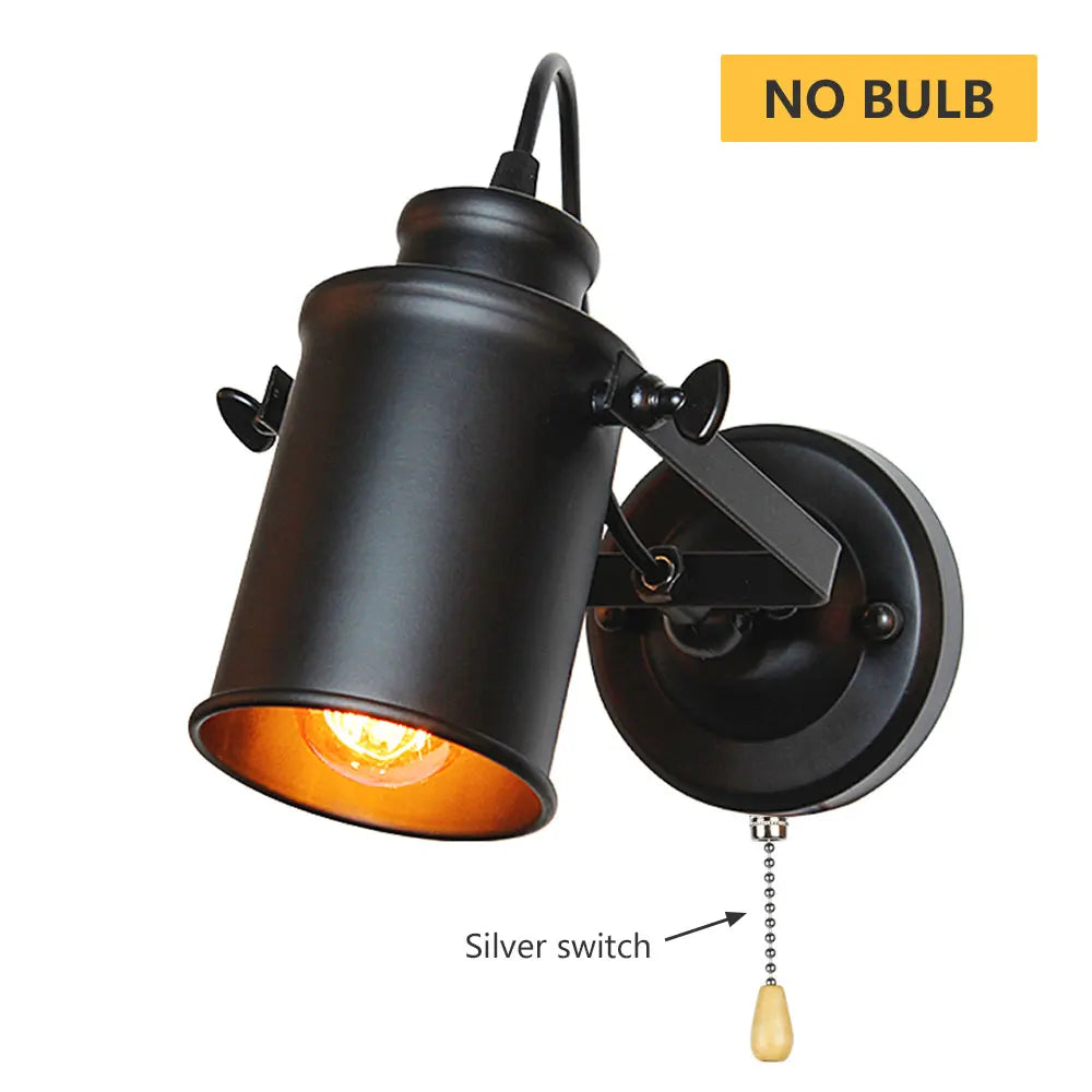 Afralia™ Vintage Industrial Wall Lamp with Pull Chain Switch, Retro Sc
