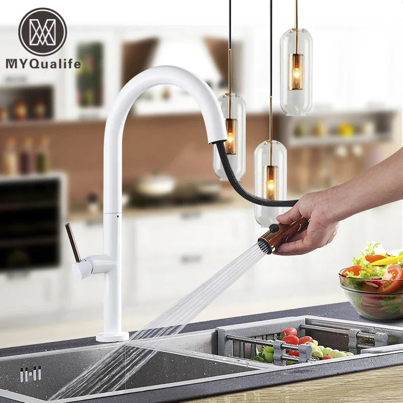 Afralia™ Pull Out Kitchen Faucet Single Handle Mixer Hot Cold Water Taps Deck Mounted
