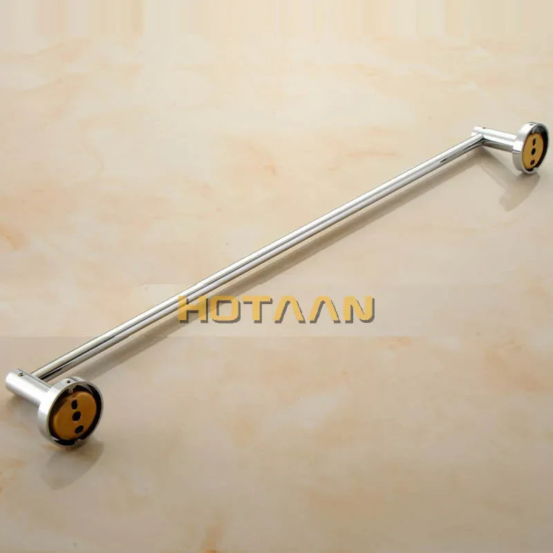 Afralia™ Chrome Brass Round Bath Towel Bar Wall Mounted Holder Toilet Rail