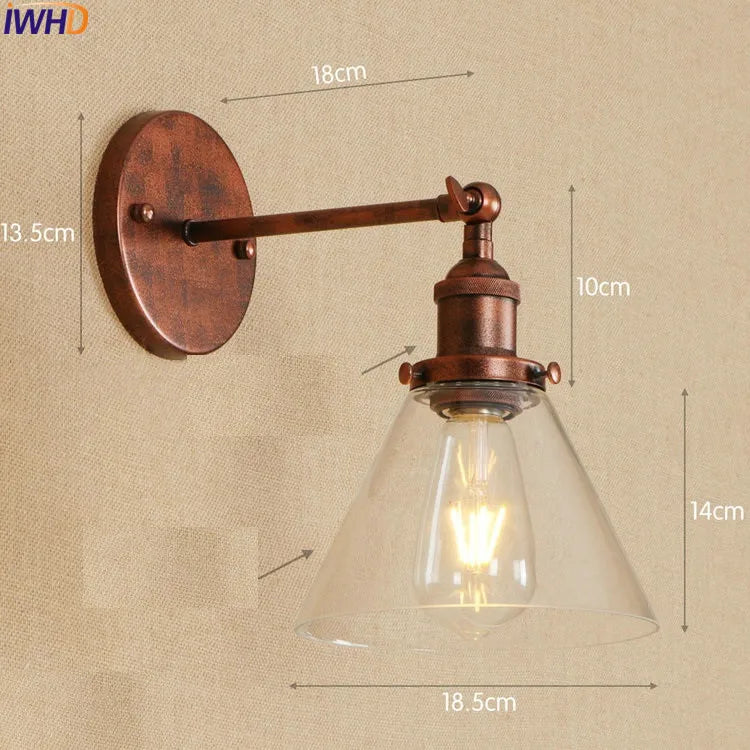 Afralia™ Antique Brass Industrial Swing Arm Wall Sconce - Vintage Glass Wall Light Fixtures