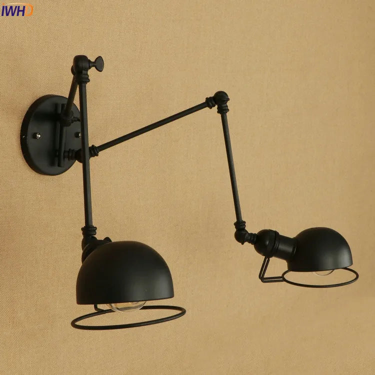 Afralia™ Vintage Dual Arm LED Wall Sconce - Industrial Style Stair Light