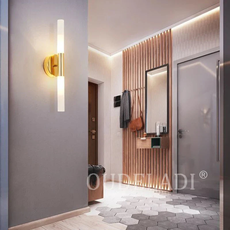 Afralia™ LED Tube Wall Light for Bedroom Bathroom Foyer Living Room, Modern Metal Up Down Lamps