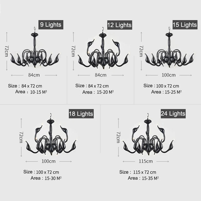 Afralia™ Nordic Art Swan Chandelier Light LED Lamp for Bedroom Living Room Decor