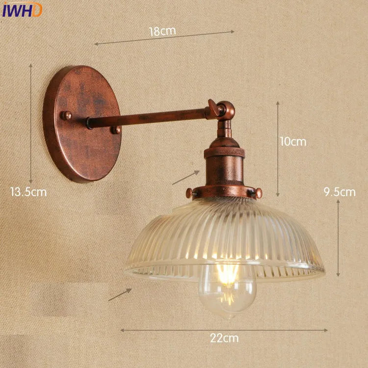 Afralia™ Antique Brass Industrial Swing Arm Wall Sconce - Vintage Glass Wall Light Fixtures