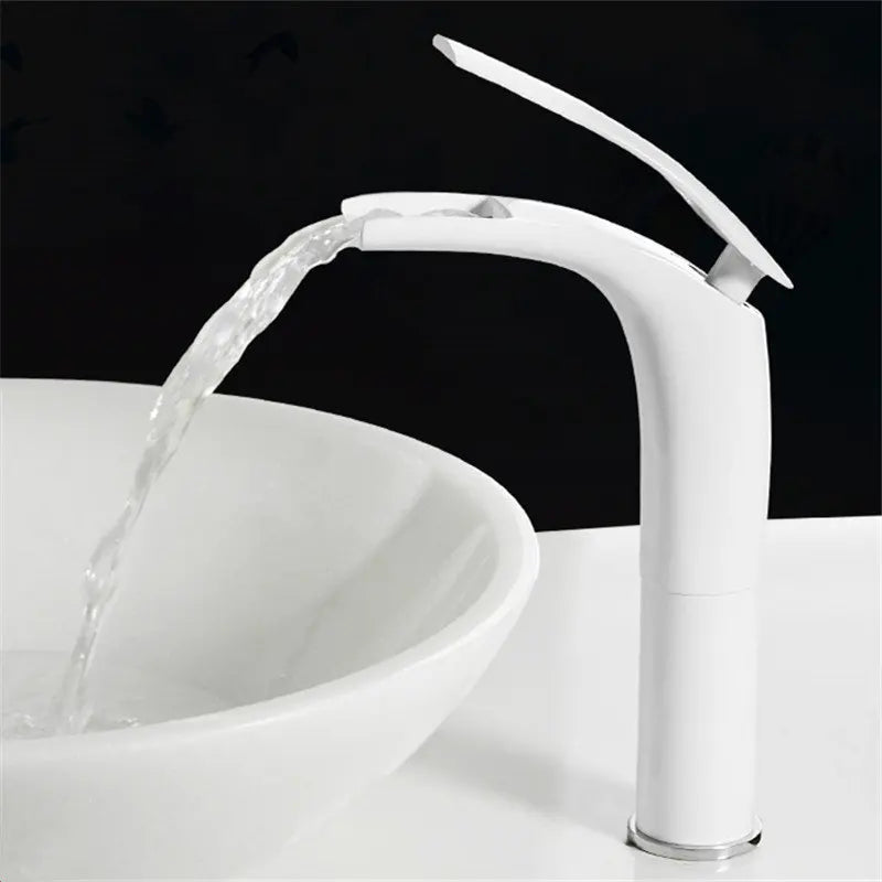 Black & White Afralia™ Solid Brass Waterfall Basin Faucet for Stylish Bathroom Sink