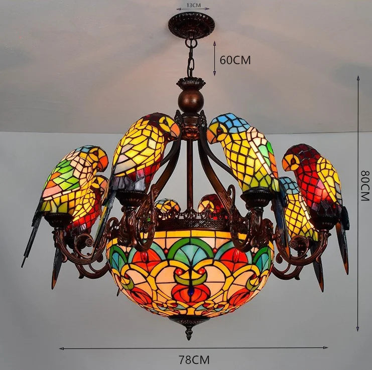 Afralia™ Glass Parrot Pendant Chandelier for Bar Club Living Room Bedroom