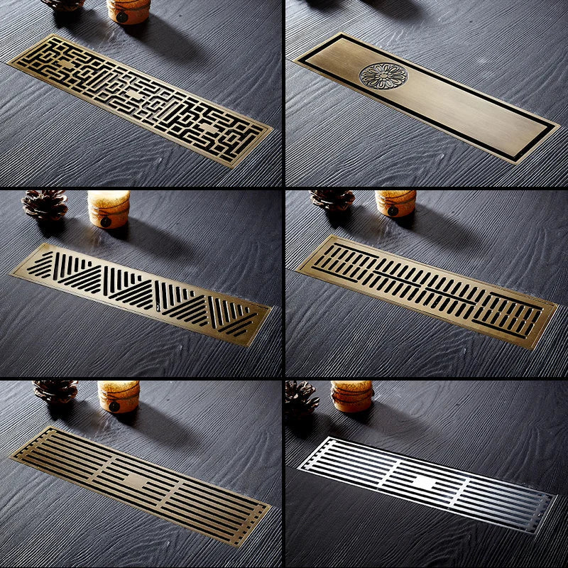 Afralia™ Euro Antique Brass Art Carved Floor Drain Cover Shower Waste Drainer