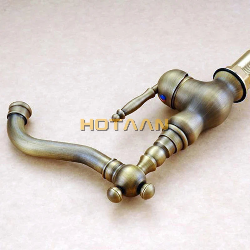 Afralia™ Antique Brass Basin Faucet, Bathroom Mixer Tap, Basin Faucet YT-5047