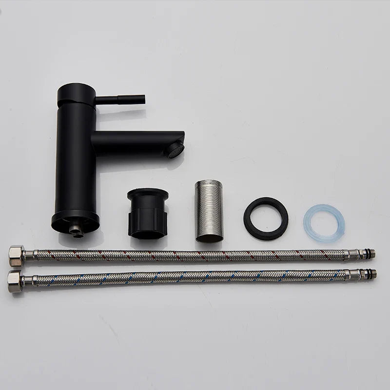 Afralia™ Matte Black Stainless Steel Bathroom Sink Faucet One Hole Basin Mixer Tap