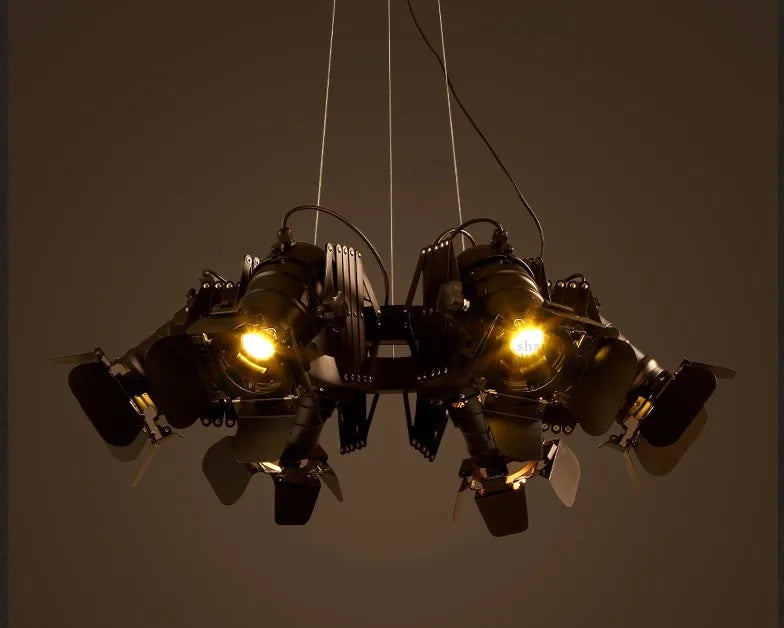 Afralia™ Vintage Loft Industrial Chandelier with Telescopic Spotlights
