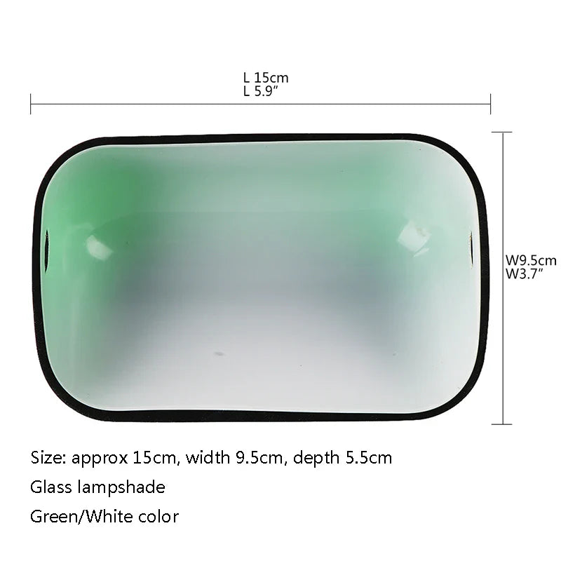 Afralia™ Glass Bankers Lamp Cover | Green/White Cased Replacement Shade L15cm x W9.5cm