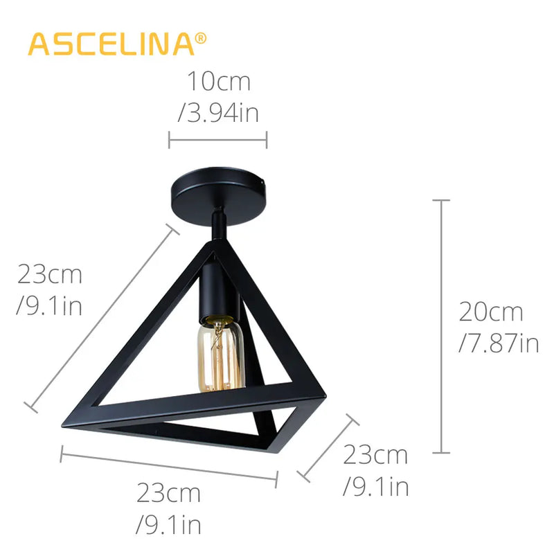 Afralia™ Vintage Industrial Ceiling Light with LED Triangle Fixture