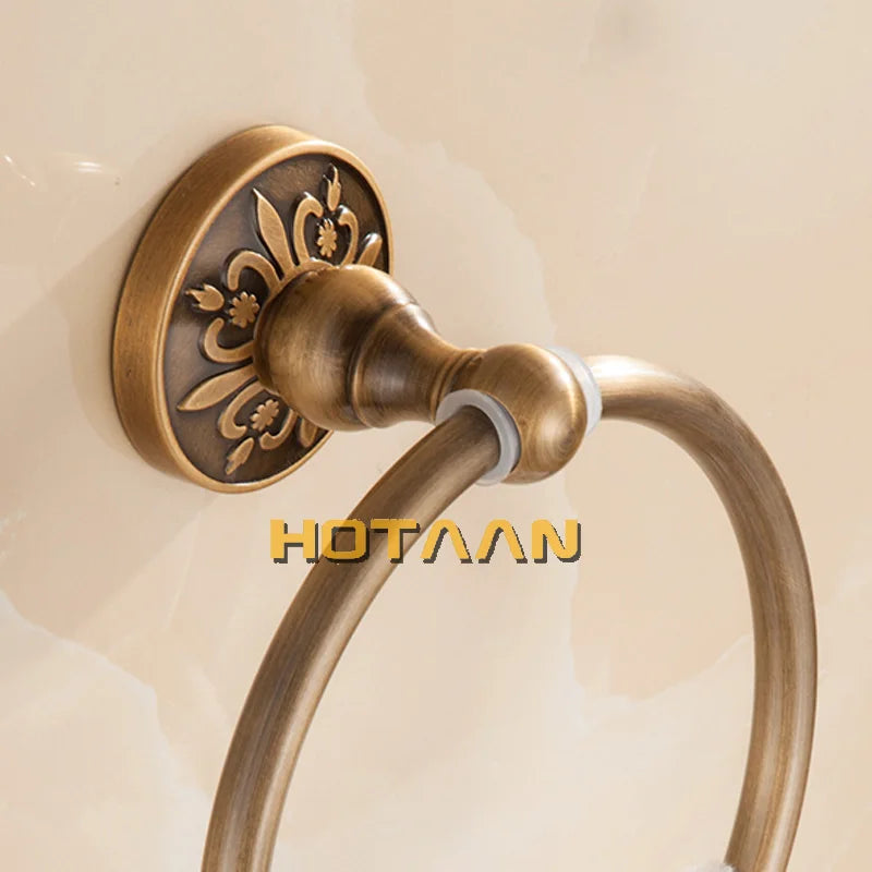 Afralia™ Antique Brass Wall-Mounted Round Towel Holder - Classic Bathroom Accessories