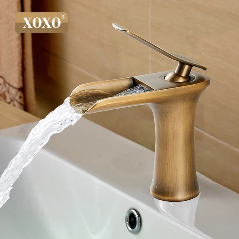Afralia™ Copper Waterfall Vanity Faucet for Modern Basin Mixer Tap - 83008W