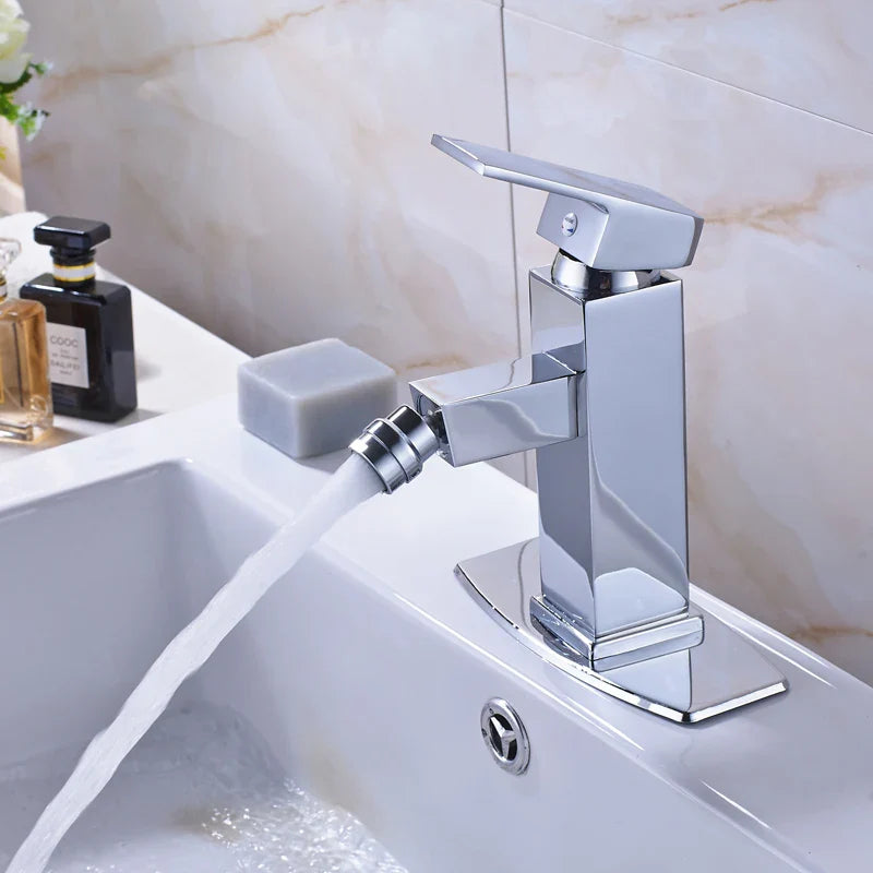 Afralia™ Chrome Single Lever Bidet Faucet - Deck Mounted Square Mixer for Women