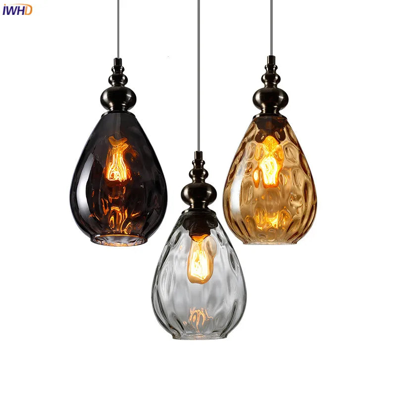 Afralia™ Nordic Glass LED Pendant Lamp Dinning Living Room Lights Vintage Hanging Light Fixtures