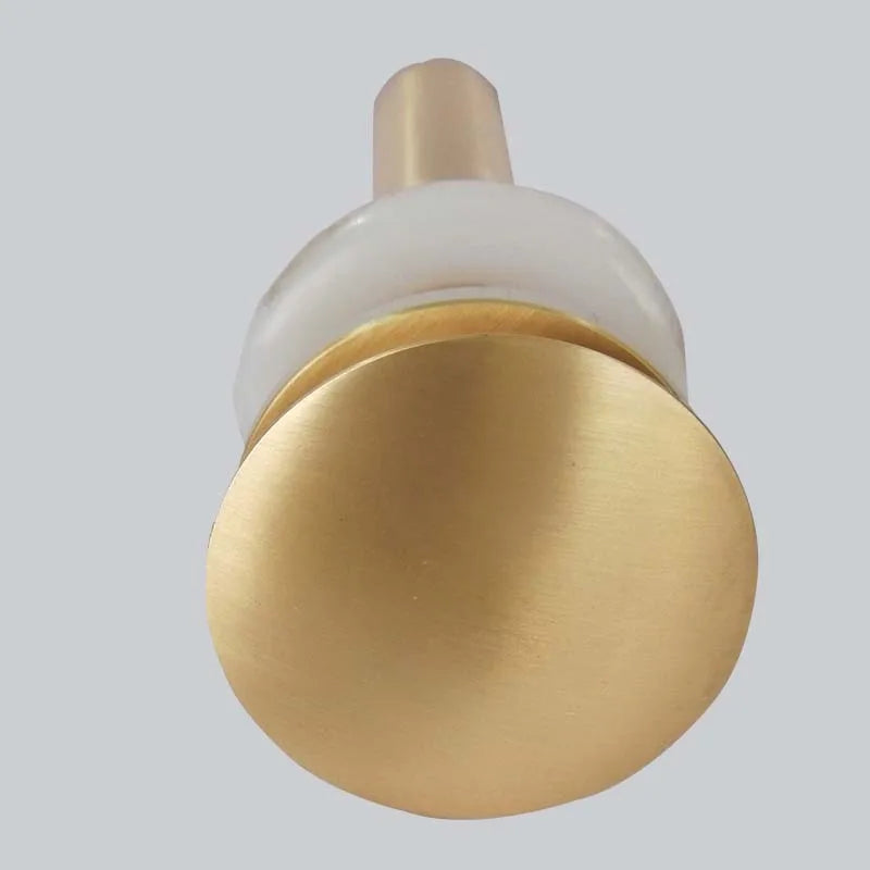 Afralia™ Brushed Gold Basin Sink Pop Up Drain with Overflow, Round Brass Waste Water Drainer