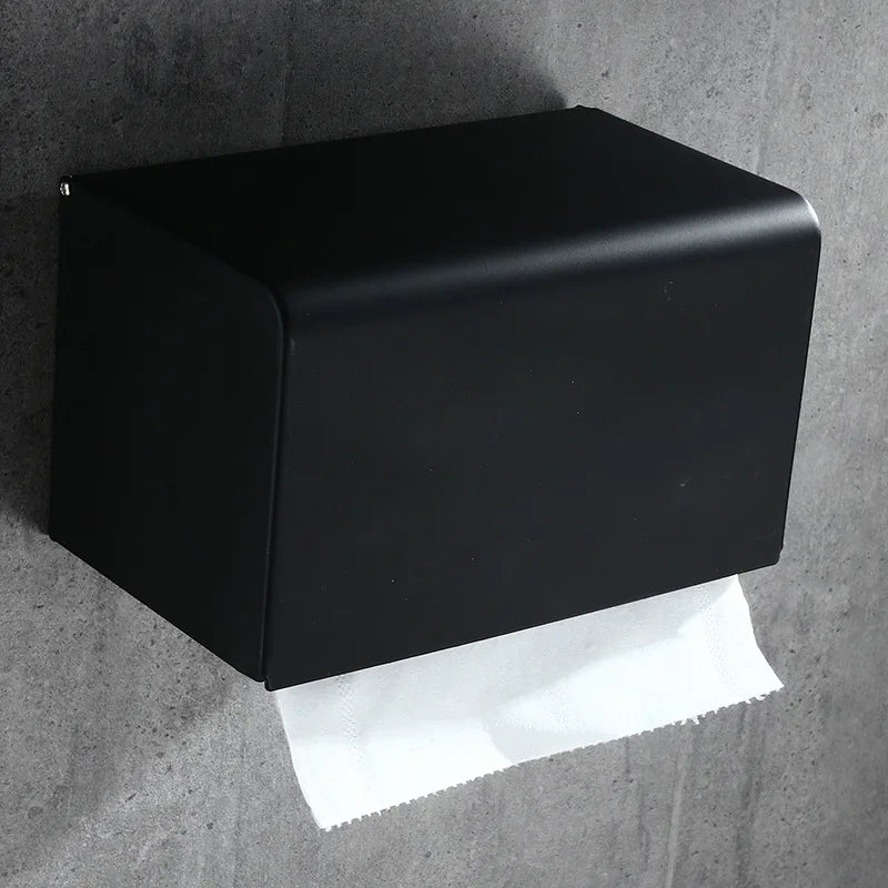 Afralia™ Black Aluminum Bathroom Paper Holder: Elegant Tissue Box Rack & Toilet Paper Holder