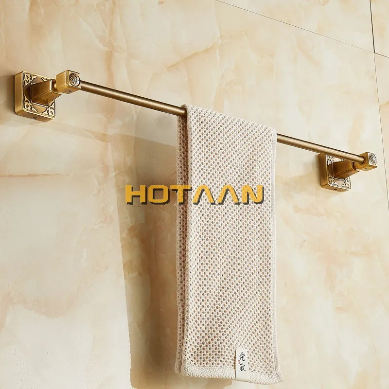 Afralia™ Antique Brass Single Towel Bar, Wall Mounted Bathroom Accessories