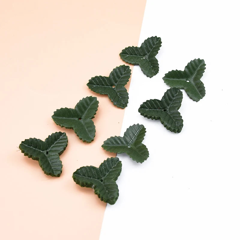 Afralia™ Fake Leaves Christmas Decor for Home Wedding DIY Gifts Box Silk Green Leaf