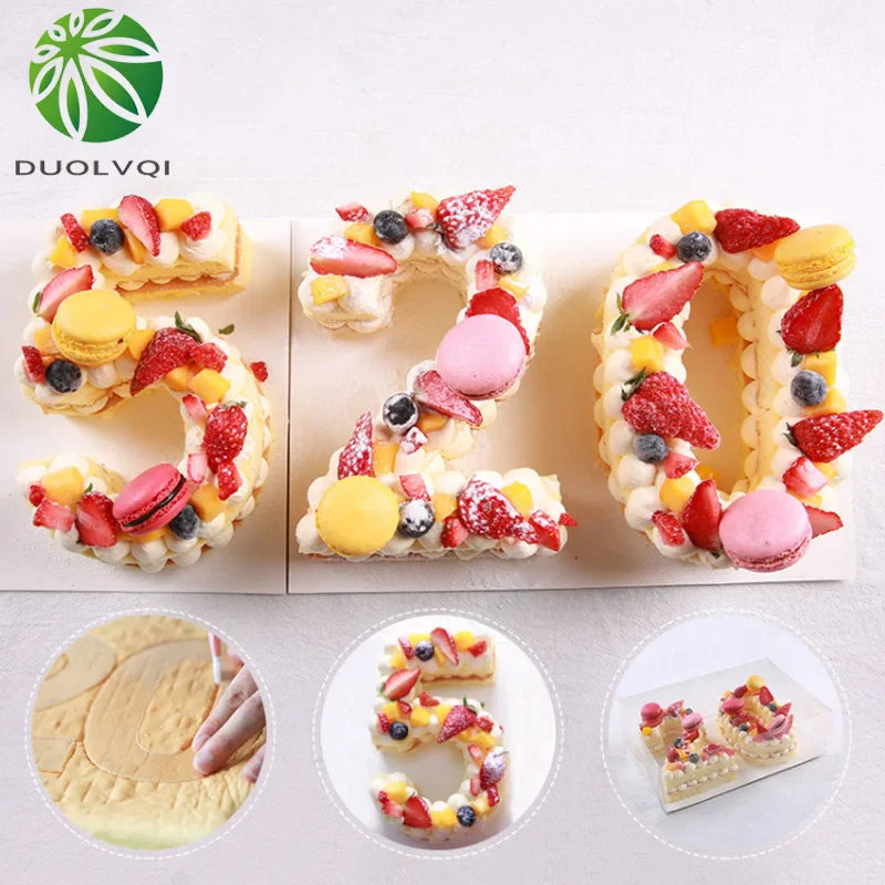 Afralia™ Acrylic Cake Decorating Cutter Stencil Set for Sugar Fondant Decoration