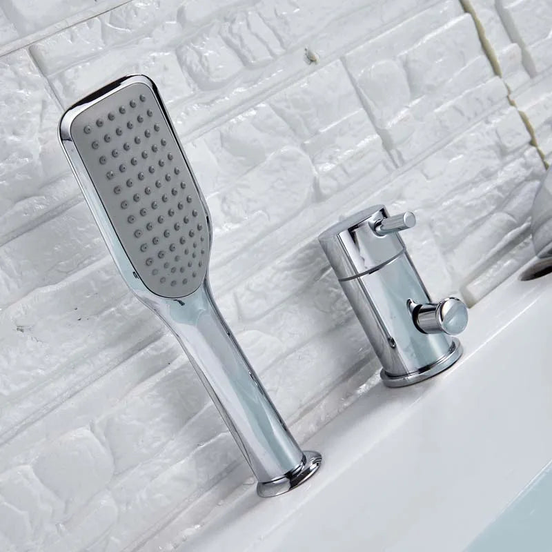 Afralia™ Chrome Waterfall Bathtub Faucet with Handshower