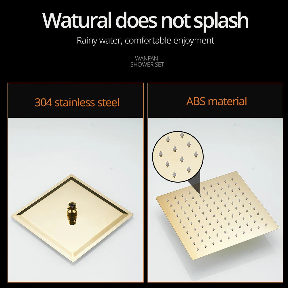 Afralia™ Gold Bath Rain Shower Wall Concealed Faucet Set