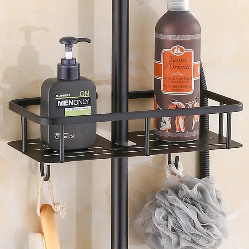 Afralia™ Wall Mounted Bathroom Commodity Shelf with Hooks