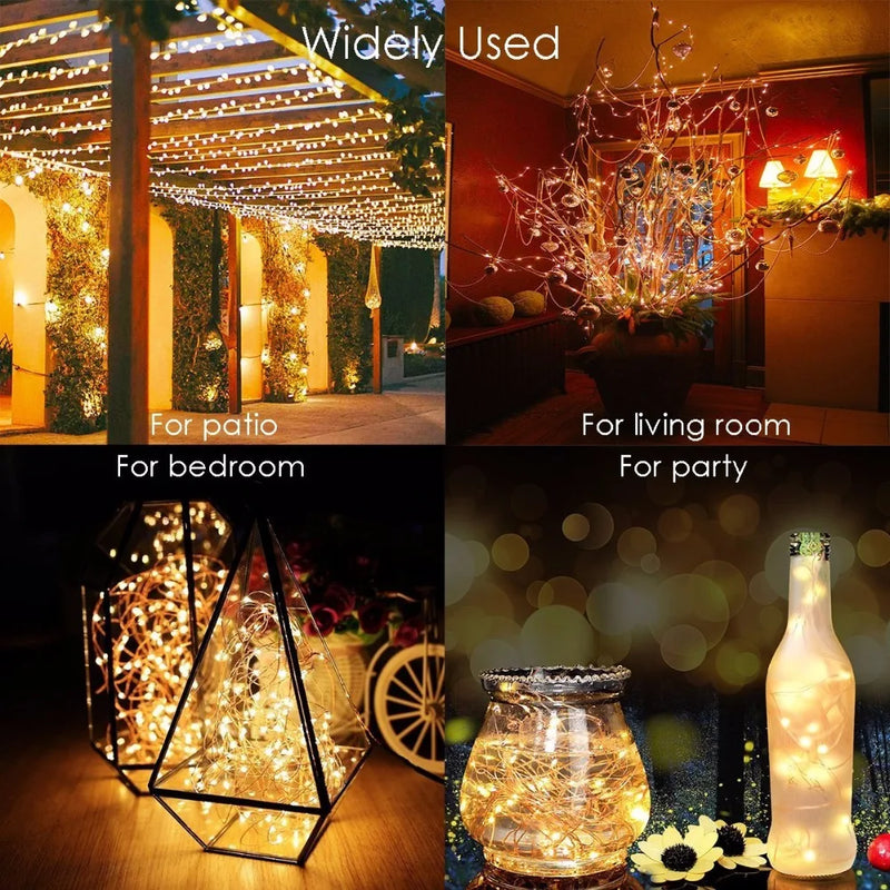 Afralia™ Solar String Fairy Lights 50/100 LED Copper Wire Xmas Wedding Party Decor