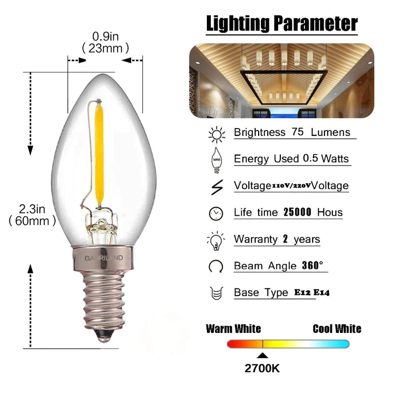 Afralia™ Dimmable LED Filament Bulb 0.5W 2700K Chandelier Pendant Edison Lamps