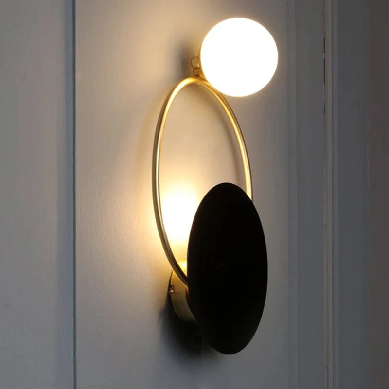 Afralia™ Round Designer Glass Wall Lamp Spherical Metal Wall Lights for Living Room & Bedroom