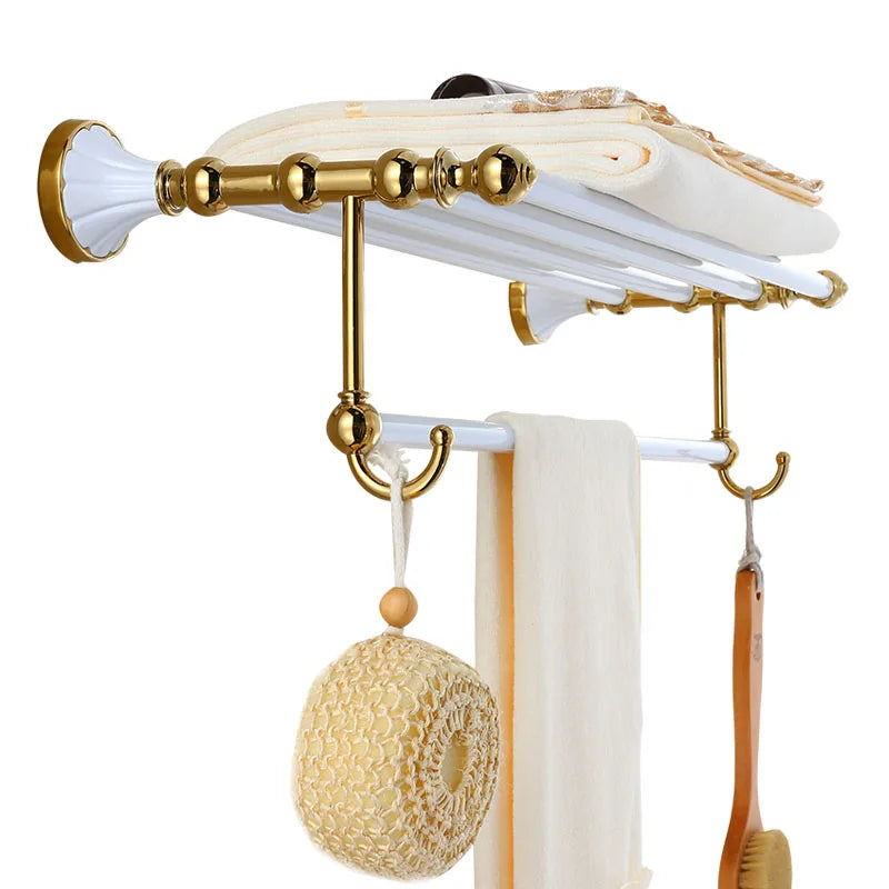 Afralia™ Bathroom Accessories Set: Gold Finish Paper Holder, Towel Bar, Soap Holder, Towel Rack & More