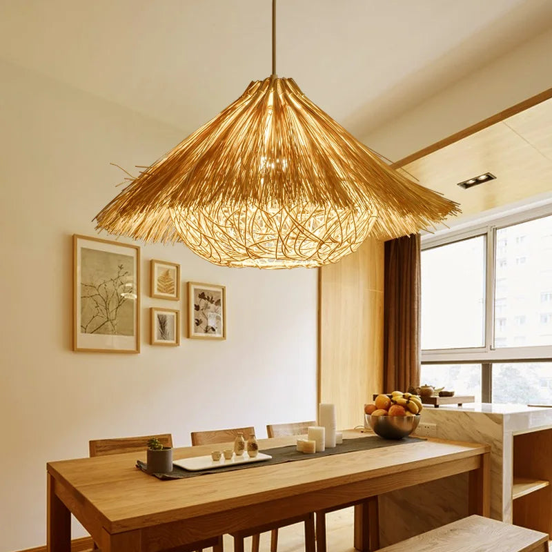 Afralia™ Rattan Bird's Nest Pendant Lights for Restaurant and Bedroom